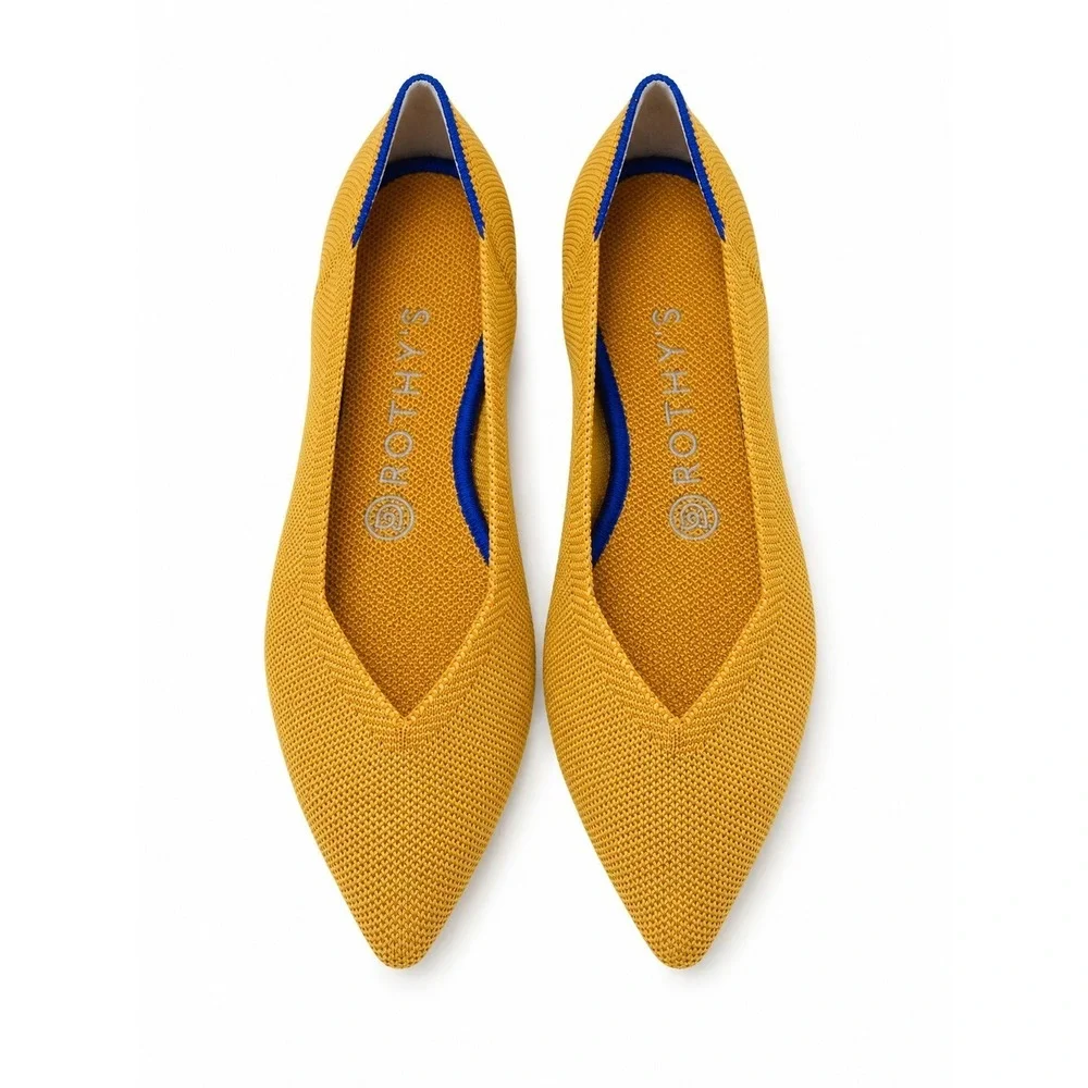 Rothy's Shoes Womens Size 8 Marigold Knit‎ The Point Flats Comfort Pointed Toe
